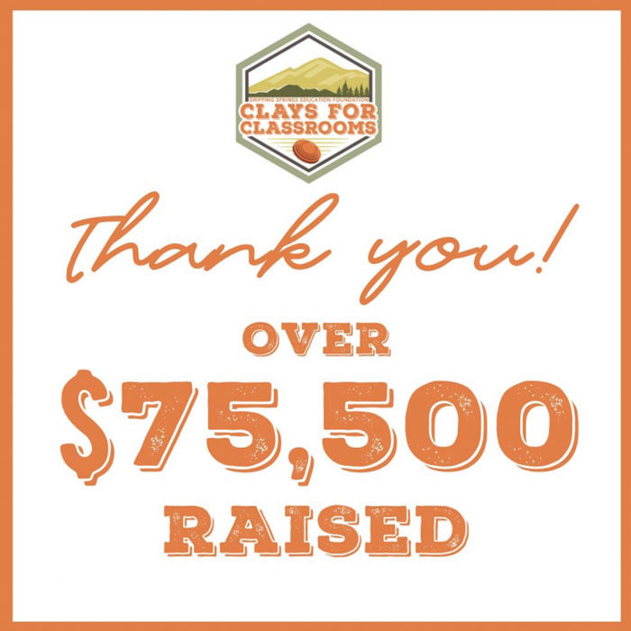 thank you for over $75,500 raised for Clays for Classrooms